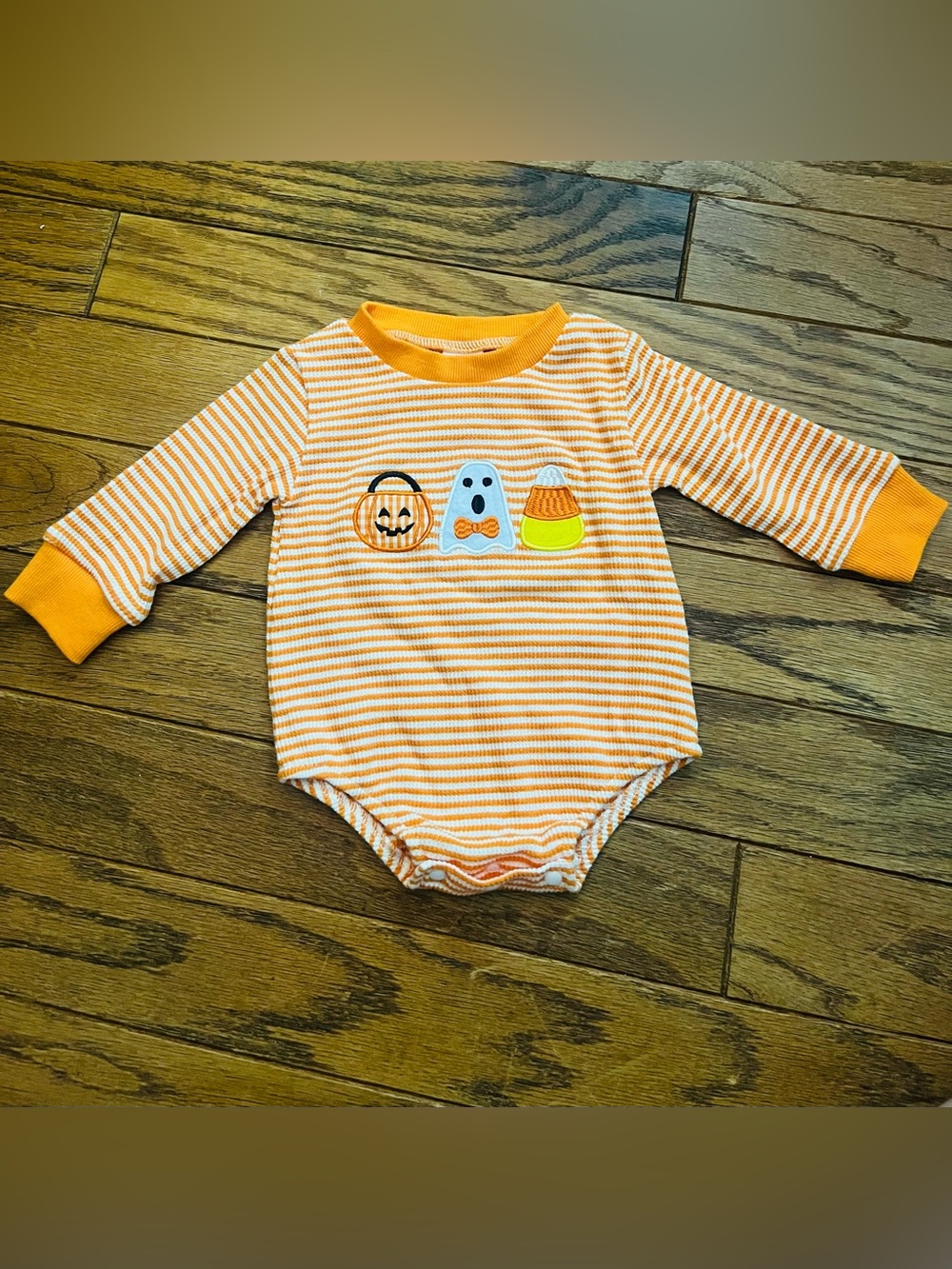 Orange Striped Halloween Baby One-Piece Bodysuit